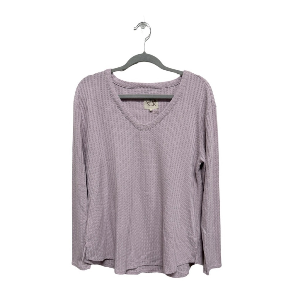 Chaser Ladies' Long Sleeve Waffle Thermal Top, Women's Large Purple Layering